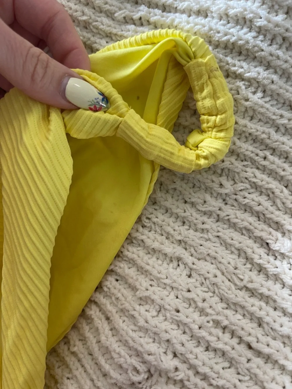 Monday Swimwear Yellow Ribbed Low-Rise Bikini Bottom NWT